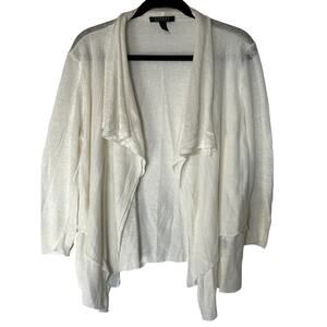 Lauren Ralph Lauren Women's Size Large White Open Front Lagenlook Cardigan